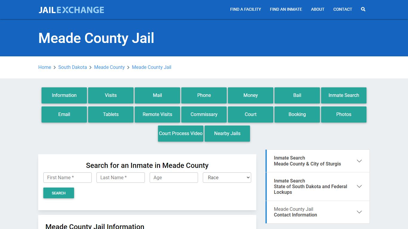 Meade County Jail Roster Lookup, SD, Inmate Search