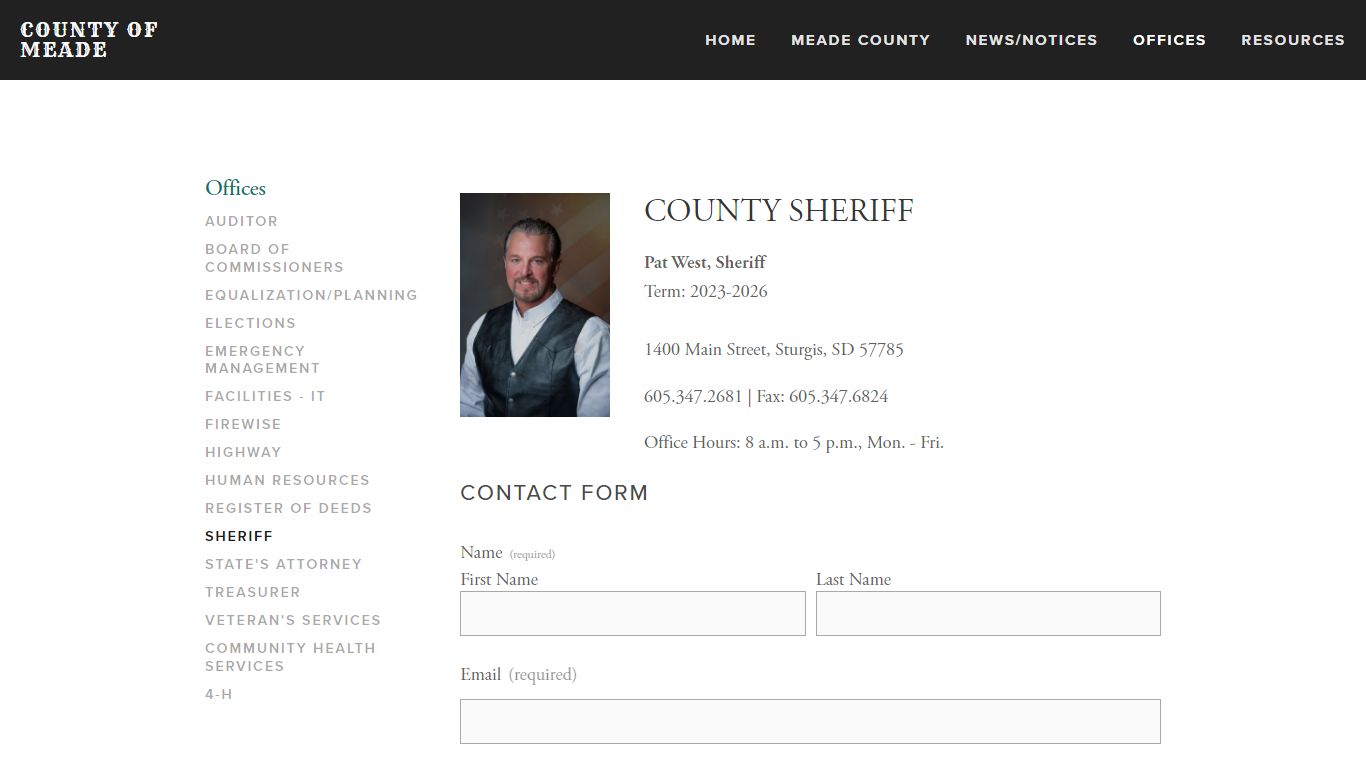 Sheriff — County of Meade